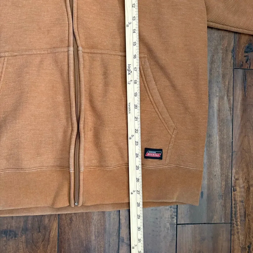 Dickies Thermal Hoodie Mens XL Brown Full Zip Lined Heavy Workwear Utility - Picture 7 of 9